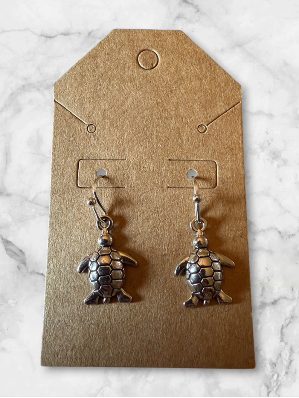 Silver Turtle Dangle Earrings